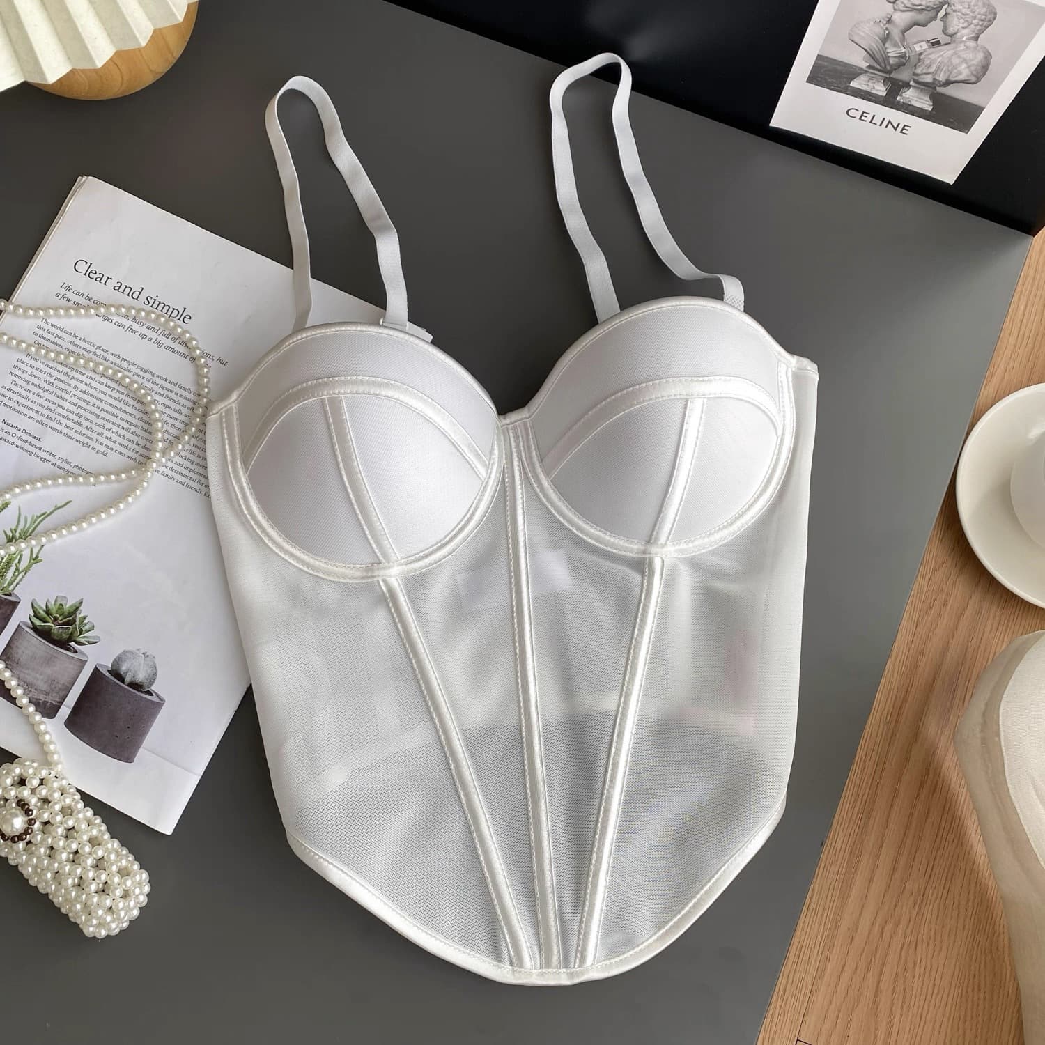 European and American Style Sexy Corset Top with Fishbone, Mesh Color-Block Shapewear, Summer Hot Girl Waist-Slimming Corset