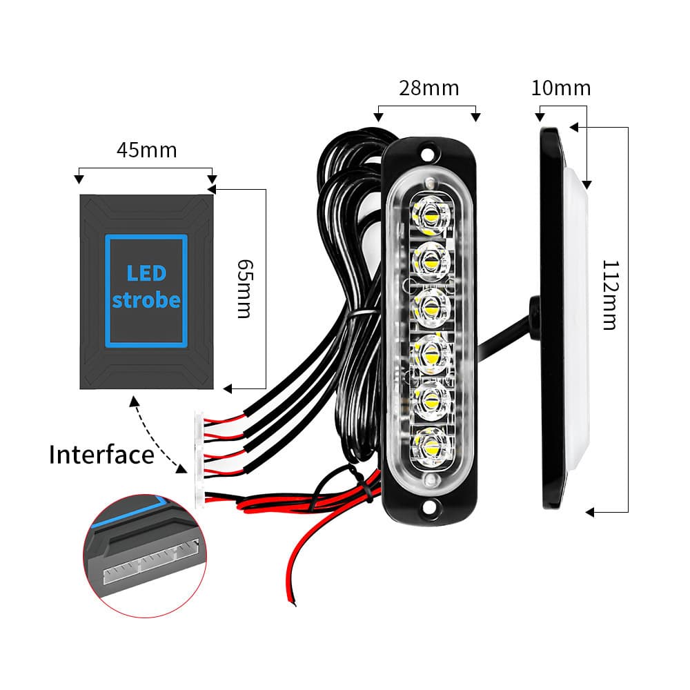 YH 1-to-4 6LED Grille Strobe Light, Car Daytime Running Light, Wireless Remote Flashing Warning Light