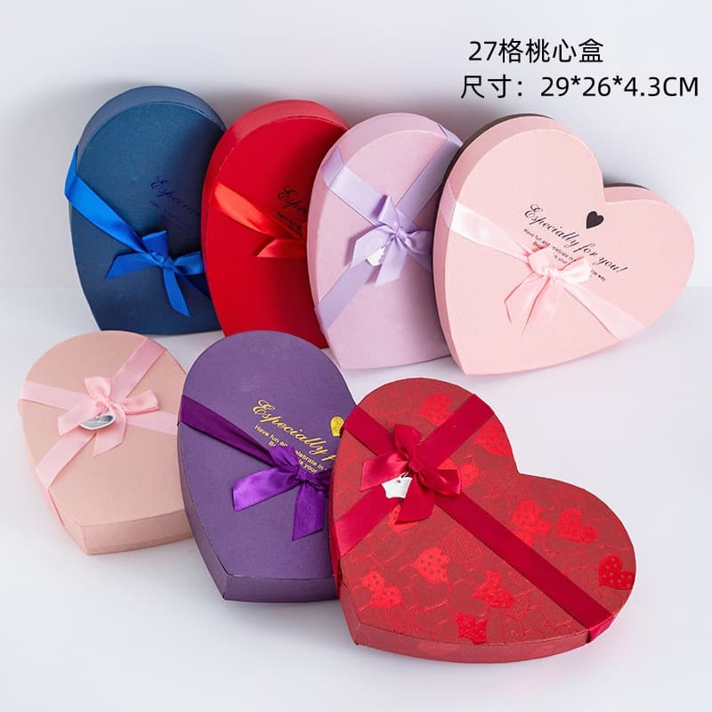 27-grid heart-shaped chocolate box, creative handmade packaging box, gift box wholesale, candy packaging gift box