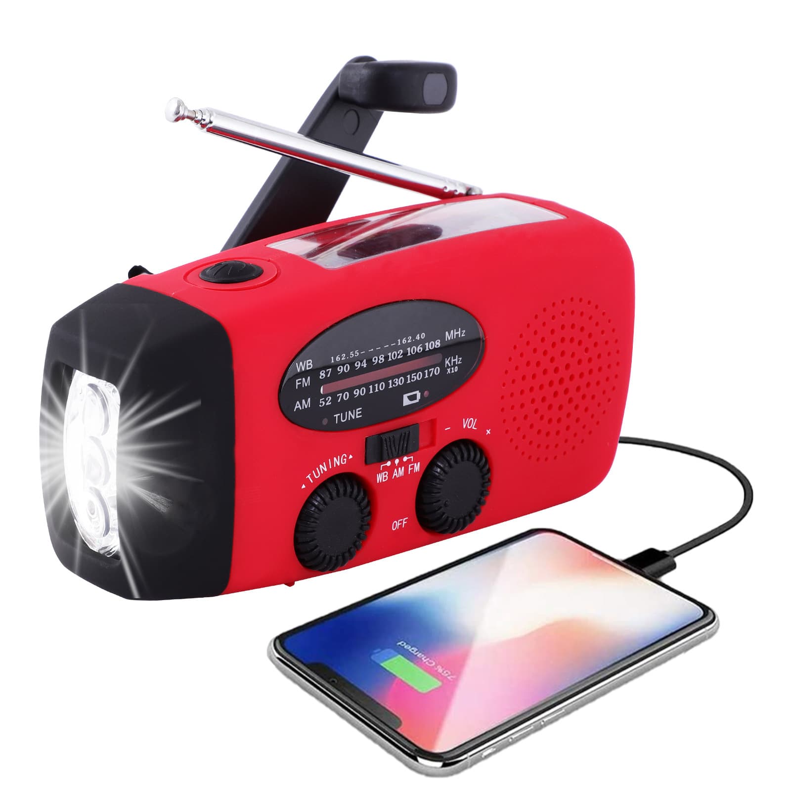 Amazon Hand Crank Solar Rechargeable Radio Mini Emergency Radio with Lighting Function Wholesale