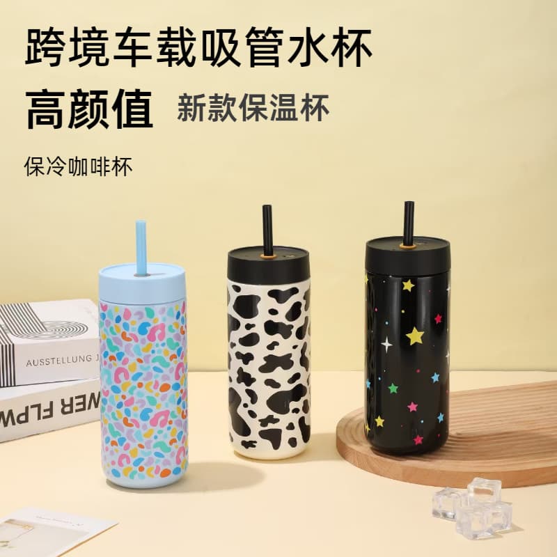 Insulated Tumbler for Women, High-End Car Straw Cup, 316 Stainless Steel, Minimalist Cross-Border Home Use, Wholesale for Europe and America