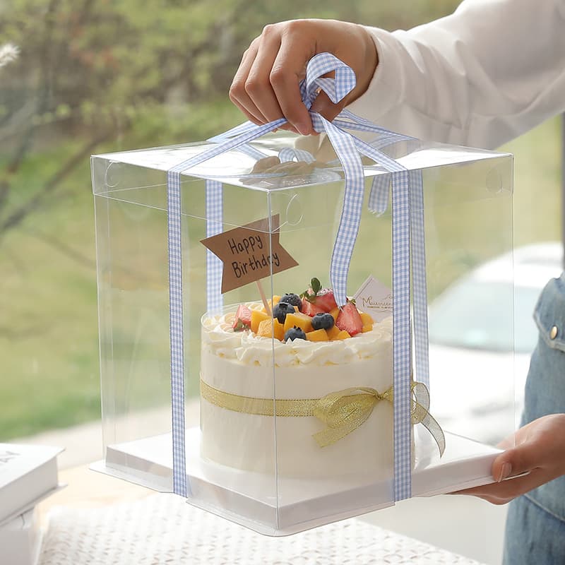 Cross-border Baking Transparent Cake Box 4 Inch 6 Inch 8 Inch 10 Inch Double Layer Tall Gift Birthday Cake Packaging Box