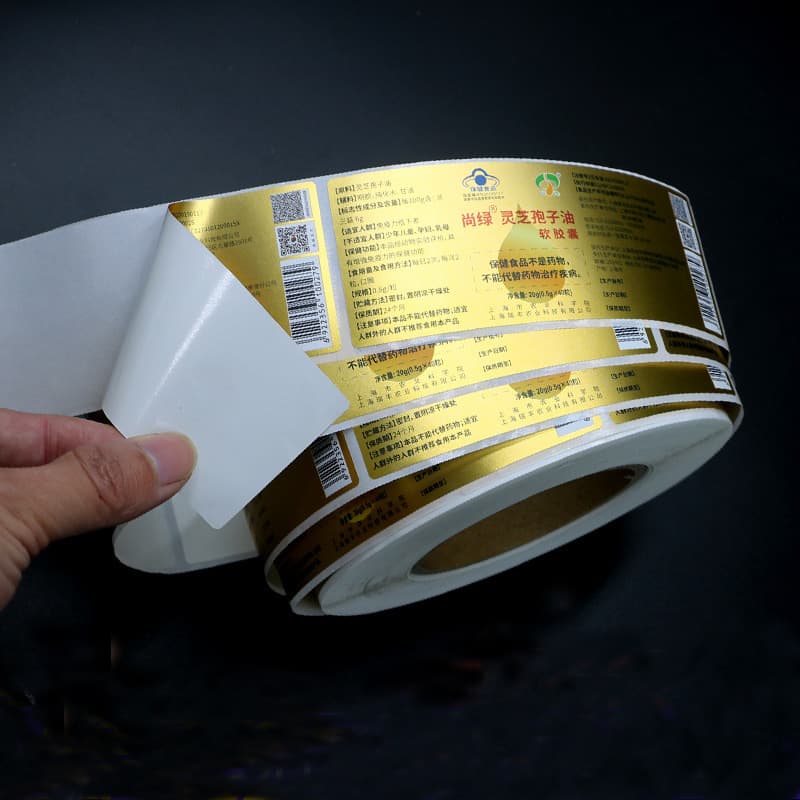 Custom Printed Daily Chemical PVC Sticker Labels Roll Food Stickers Cosmetic Transparent Gold Foil Stickers