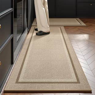 Simple Style Striped Linen Mat Water-Absorbent Easy-Care Long Doormat Home Wear-Resistant Non-Slip Kitchen Floor Mat