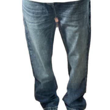 American Retro Blue Straight High-Waist Jeans for Men, Slim Fit Narrow Bootcut Pants