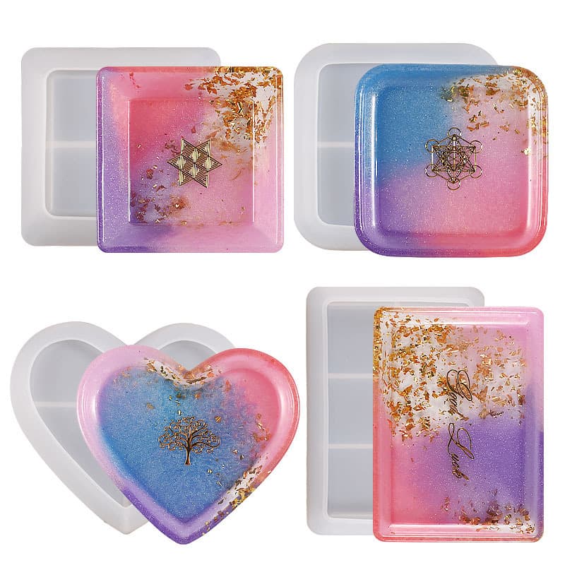 DIY Epoxy Resin Crystal Jewelry Small Tray Mold Dish Plate Ornament Plaster Tray Silicone Mold