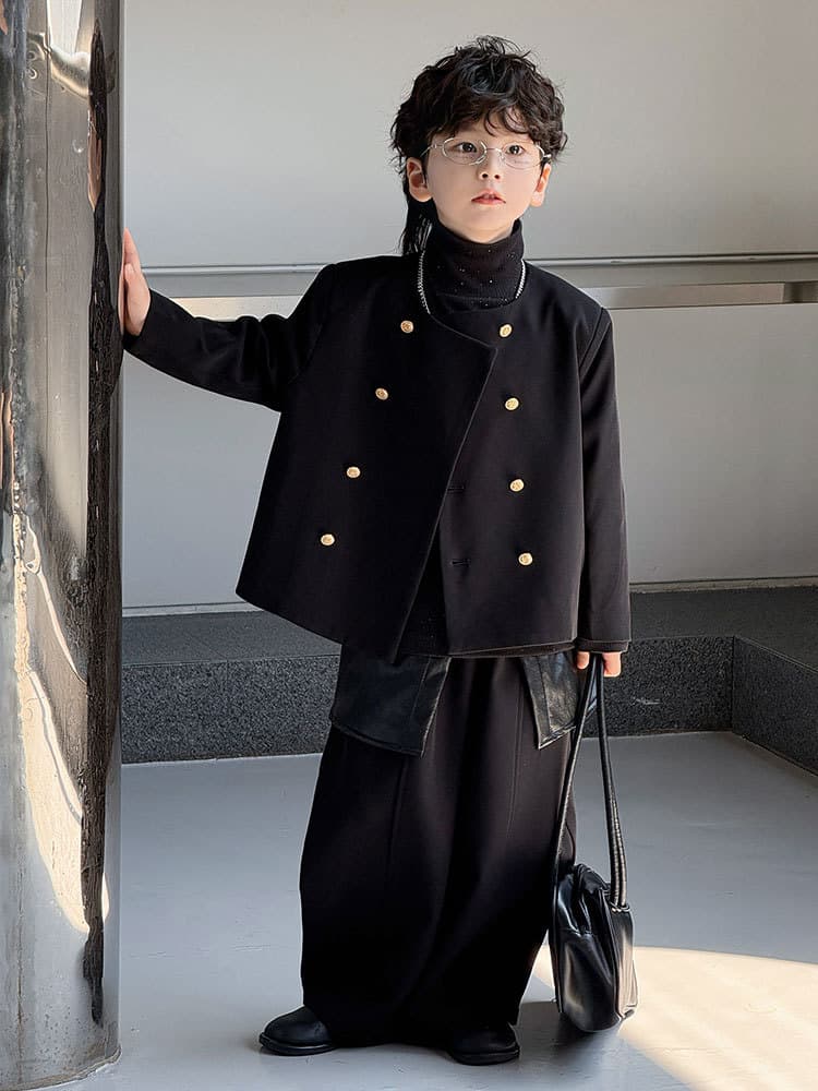 Kids Suit Set 2026 Spring/Autumn Chanel-Style Casual Blazer Flower Boy Tuxedo Boys Performance Outfit