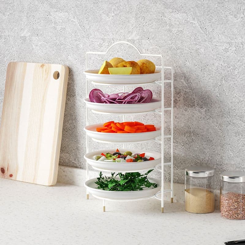 Wall-Mounted or Countertop Multi-Layer Kitchen Prep Tray Rack with Handles for Vegetable Storage and Factory Use