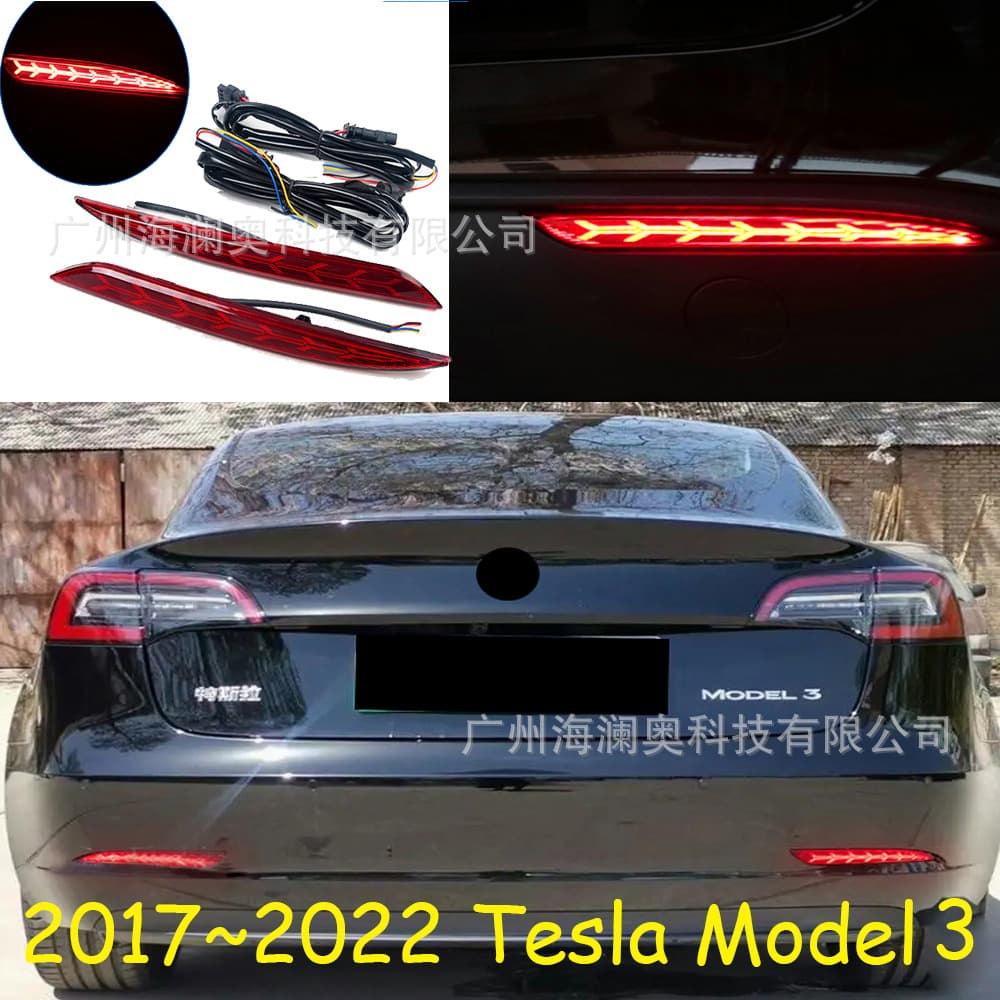LED Through-Type Tail Light Brake Light Fog Light for Tesla Model 3, Tesla Model Y Rear Bumper Light