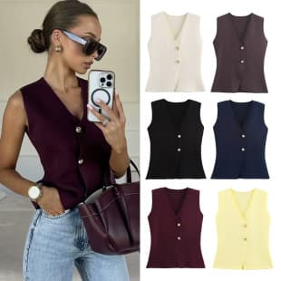 Export Wholesale 10-Color Knit Vest Tank Top Fashion Casual 2026 New Arrival AliExpress European American Style Women's Top