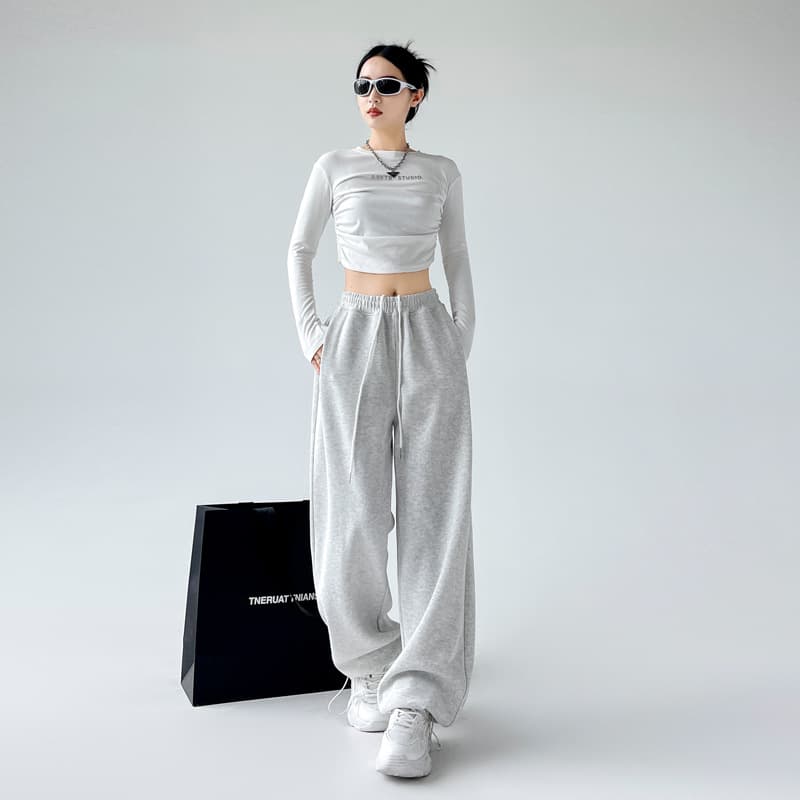 American Style Sweatpants Women's High-waisted Slimming Bell Bottoms Casual Straight-leg Pants Spring Autumn 2024 New Model