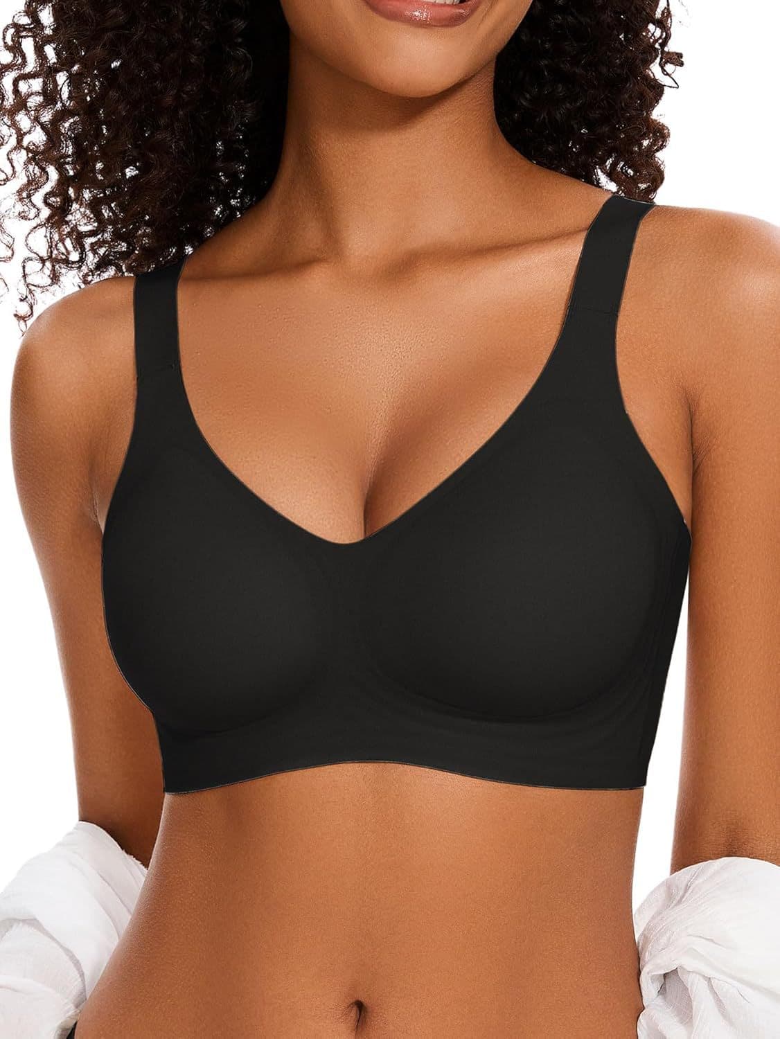 BOUFOR Women's V Neck Bra Wireless Push Up Bralette Padded