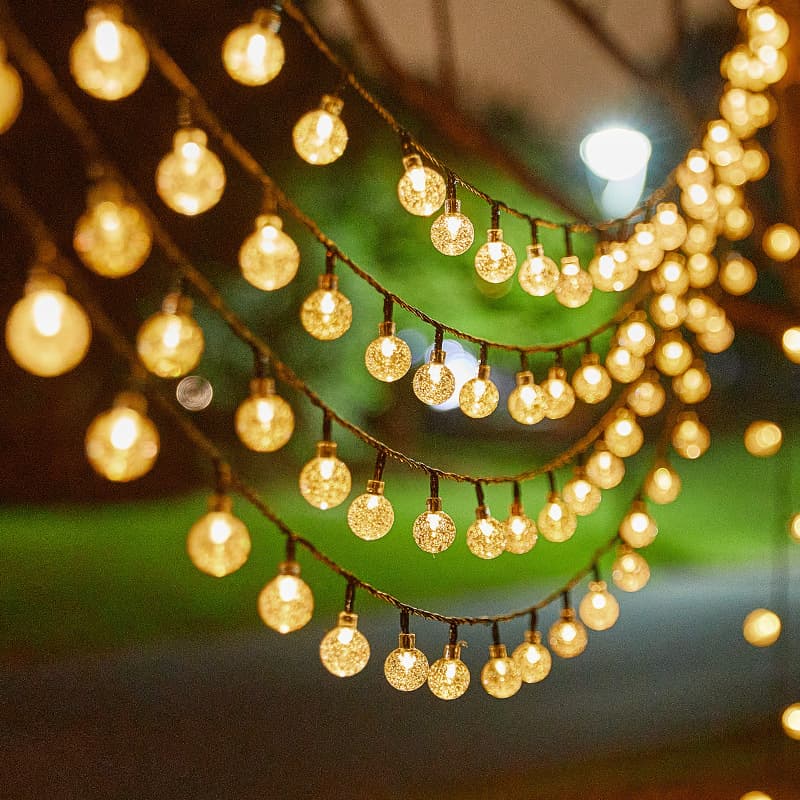LED solar bubble ball light string outdoor camping light string garden decorative light atmosphere light crystal ball lantern