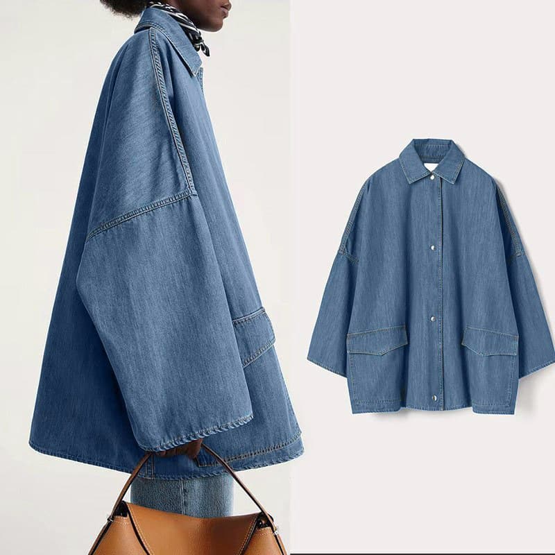 Runway Style ~ Swedish Niche Oversized Wide Sleeve Loose Fit Denim Shirt Modern Retro Denim Jacket