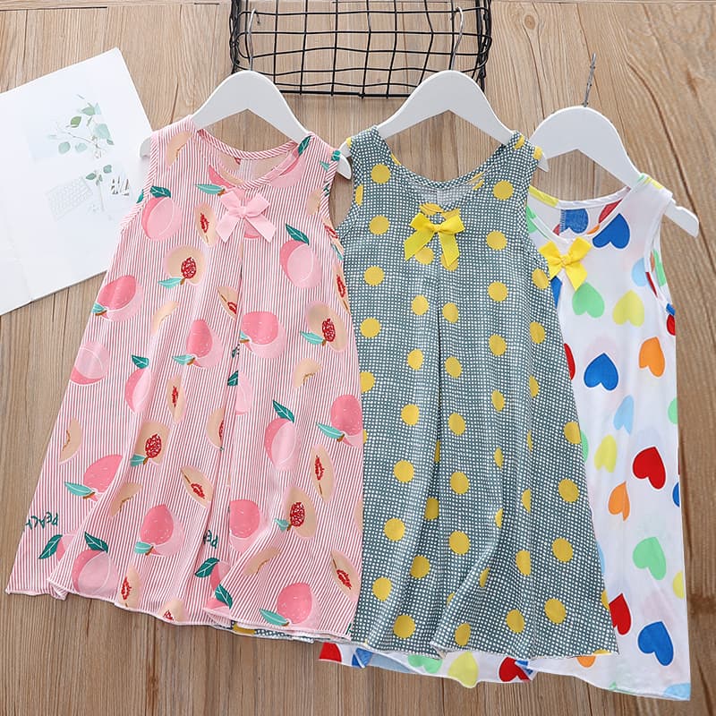 Summer Cotton Skirt for Girls, Mother-Daughter Matching Dress, 2025 New Style, Women's Home Sleepwear Wholesale