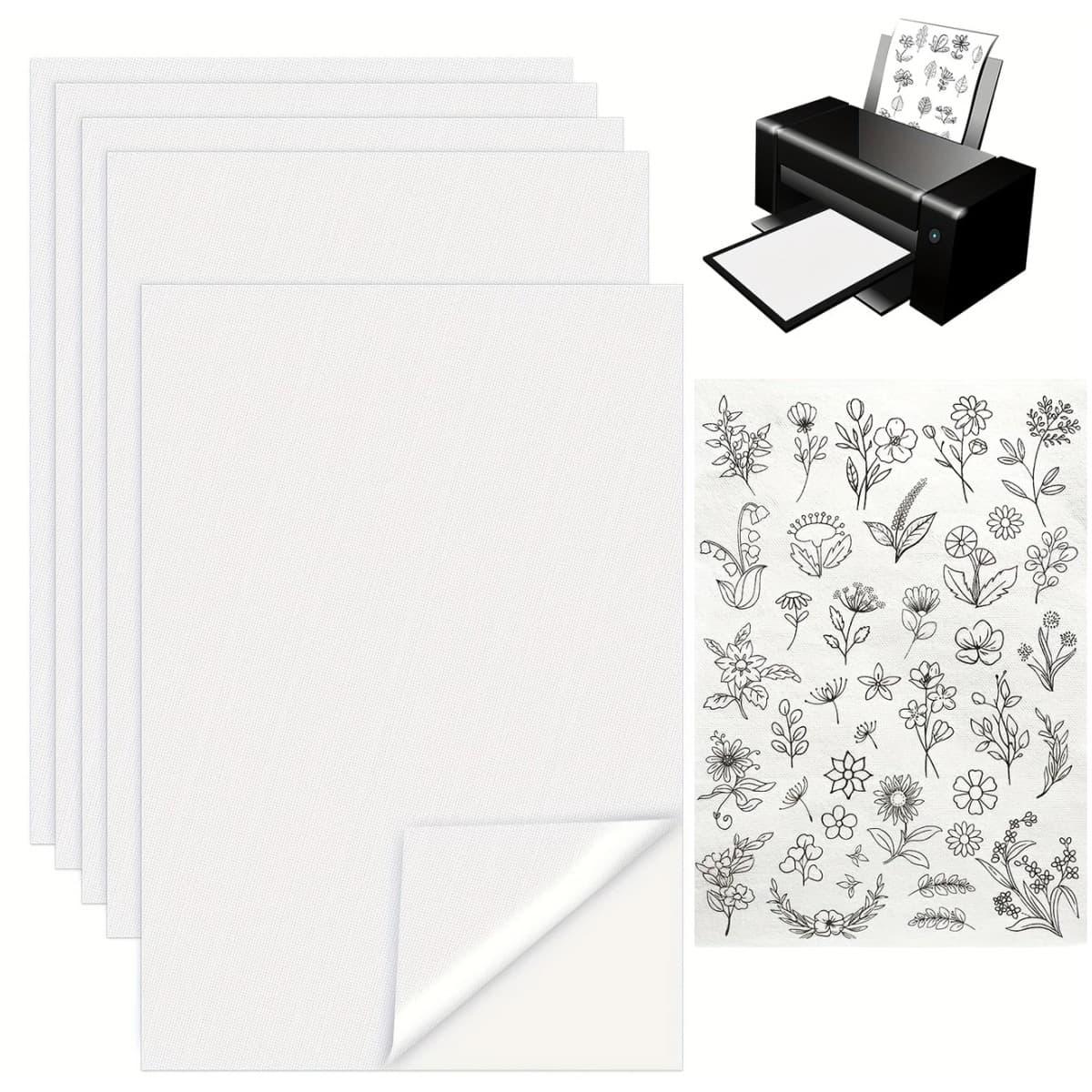 A4 Self-adhesive Water-soluble Paper for Handmade Embroidery Stabilizer, No Tracing Needed, Eco-friendly, Cold Water Dissolvable Non-woven Fabric with Backing