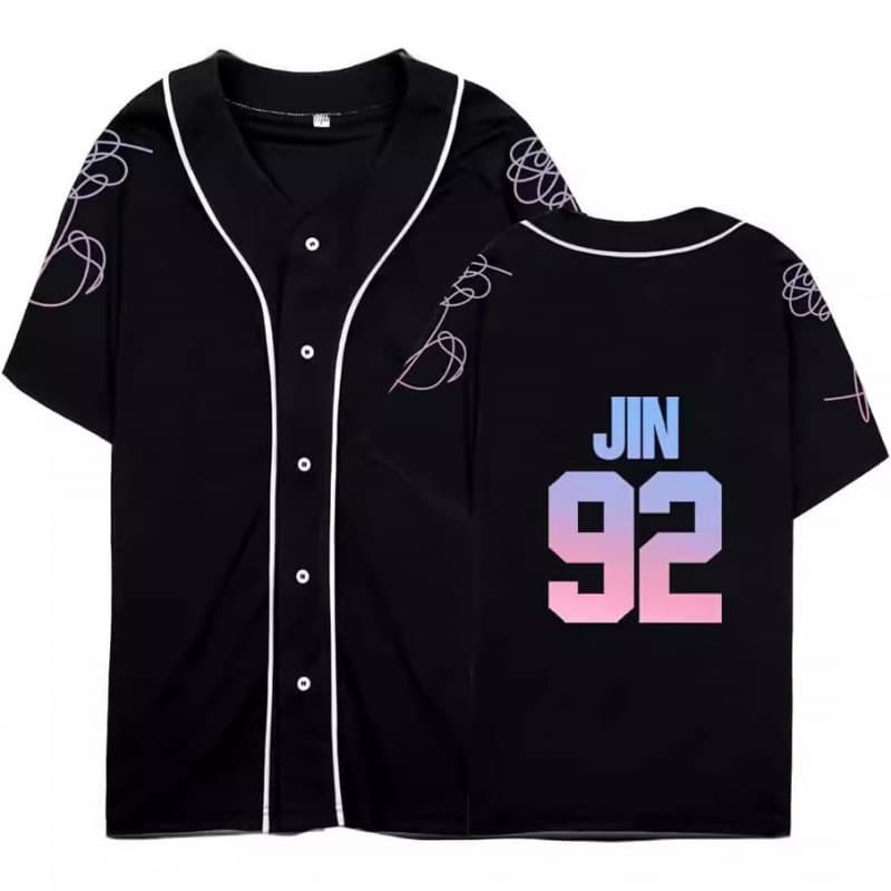 Korean-style Baseball Jacket BTS Baseball Jersey Summer 3D Digital Print Short Sleeve Shirt