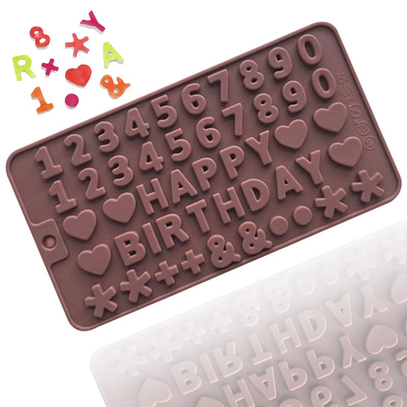 Jianmei In Stock DIY Baking Digital English Heart Wax Seal Stand Mold Silicone Fondant Mold