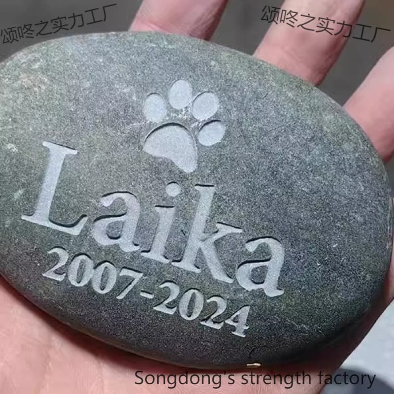 Pet headstones with dog paw prints, memorial stones for deceased cats, remembrance ornaments, imitation stone engravings for grave markers