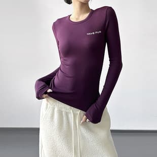Long Sleeve T-Shirt for Women, 2025 Winter New Tall Slim Fit Base Layer Print Top, Inner Wear or Outer Wear