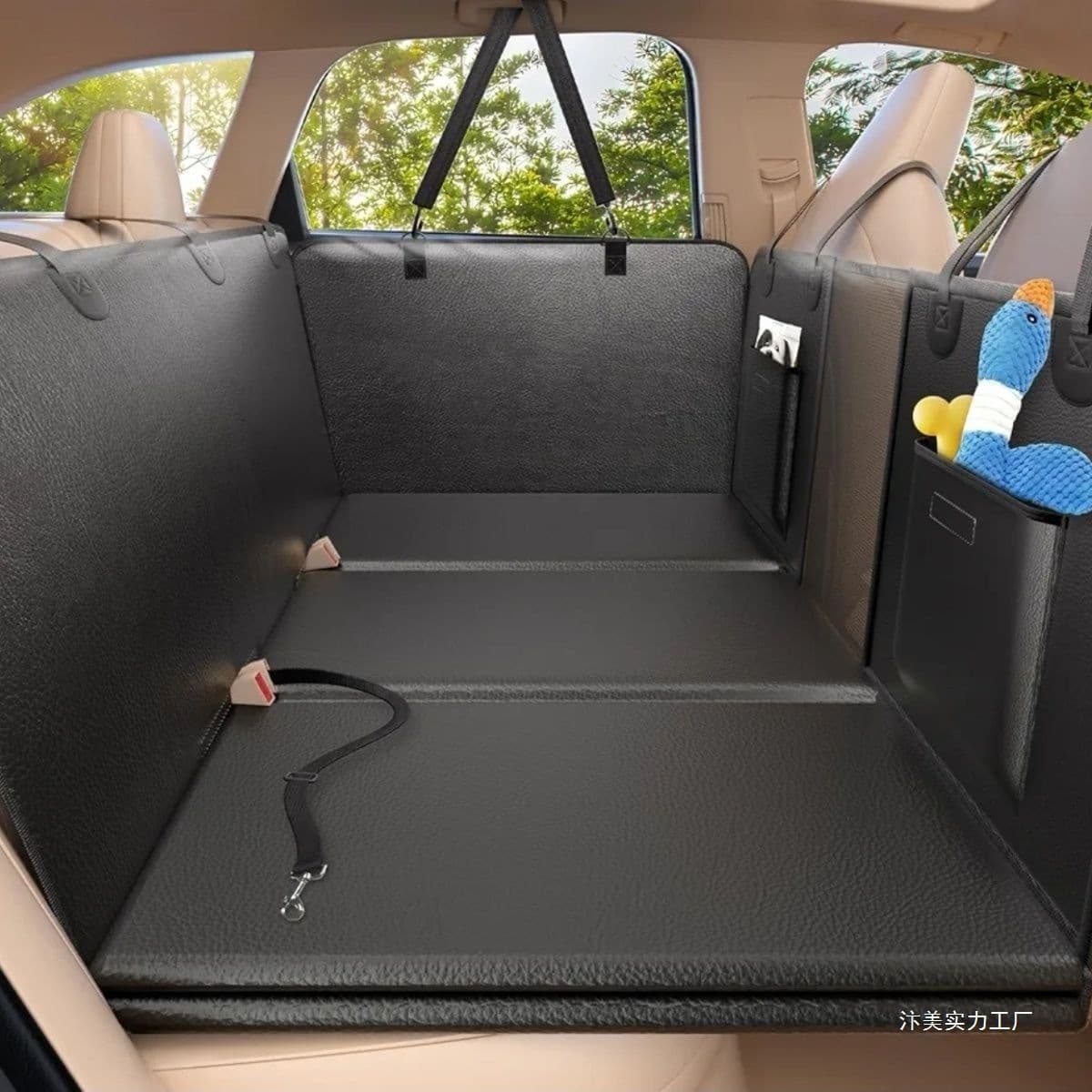 Car pet pad for back seat, thickened scratch-resistant leather fabric, dog car waterproof seat cover