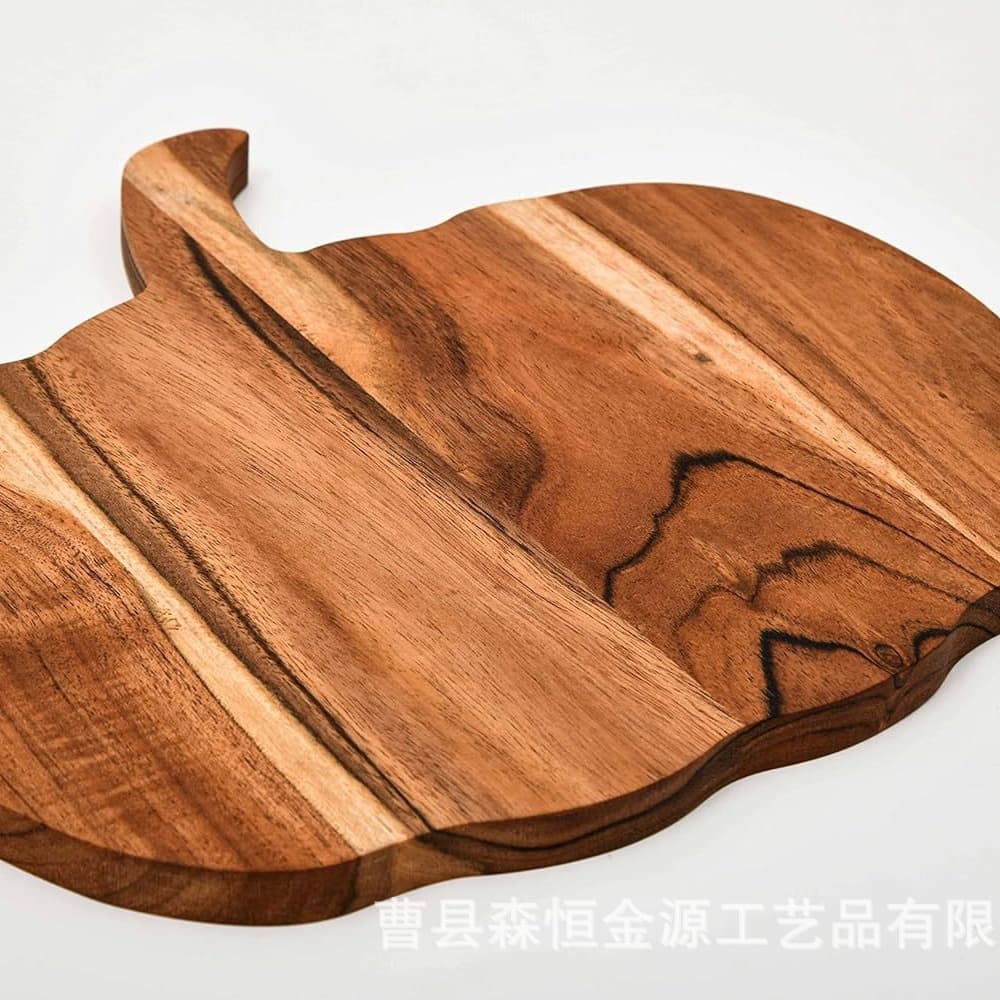 Solid Wood Irregular Cutting Board Halloween Pumpkin Acacia Wood Handle Cutting Board Wooden Fruit Snack Tray Decorative Plate