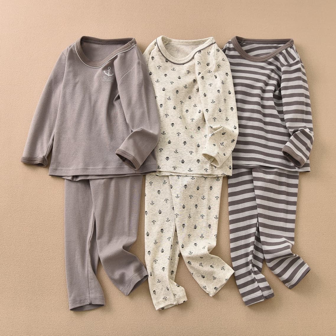 Japanese Style T-Shirt Thermal Underwear Boys Kids Base Layer Cotton Loungewear Factory New Four-Season Thin Elastic Ribbed Underwear Long Johns