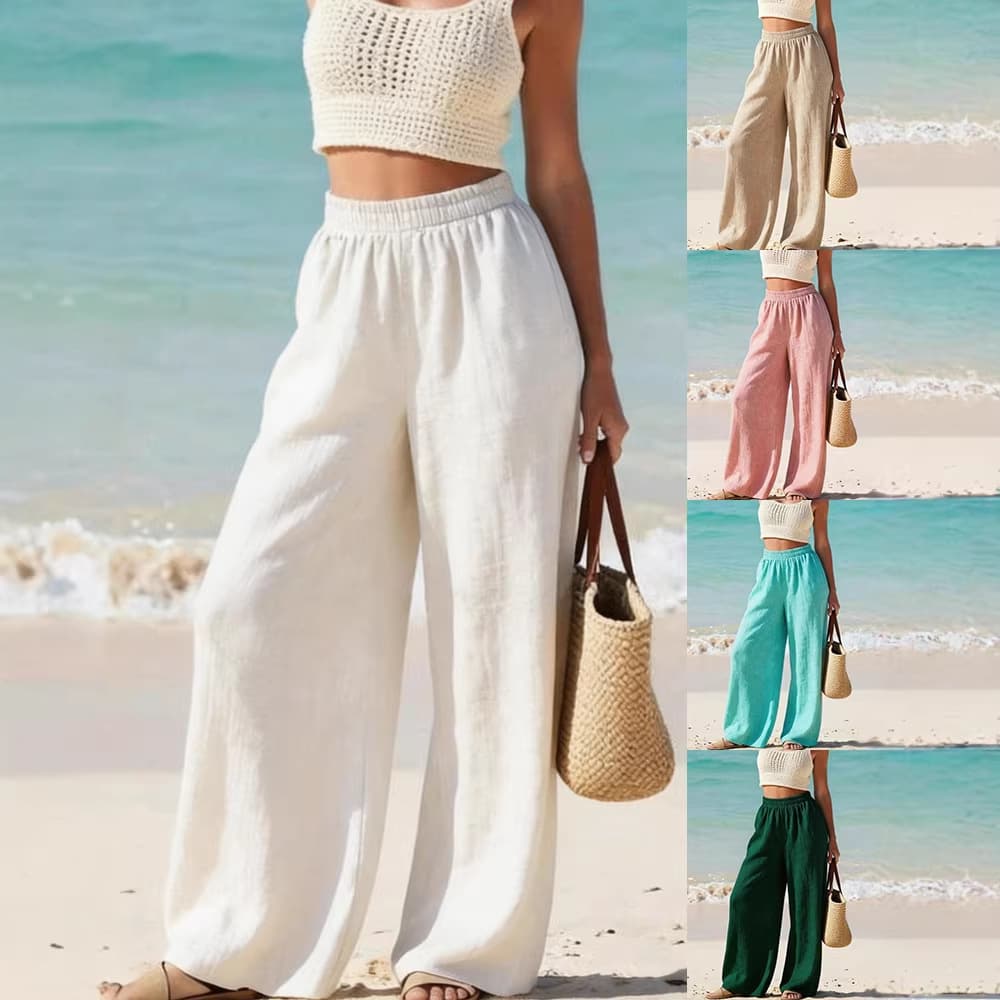 2026 Amazon Cross-Border Foreign Trade New Summer Women's Pants Thin Casual Pants Loose Slimming Women's Solid Color Long Pants