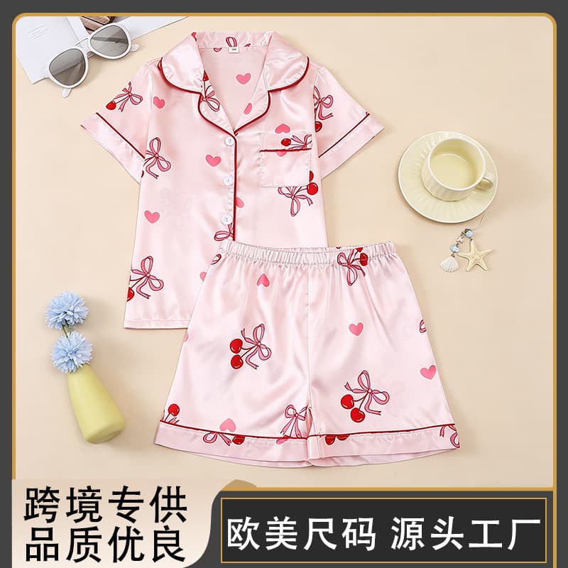 [European and American cross-border] Short-sleeved shorts girls home clothes foreign trade specializes in cartoon children's pajamas source factory