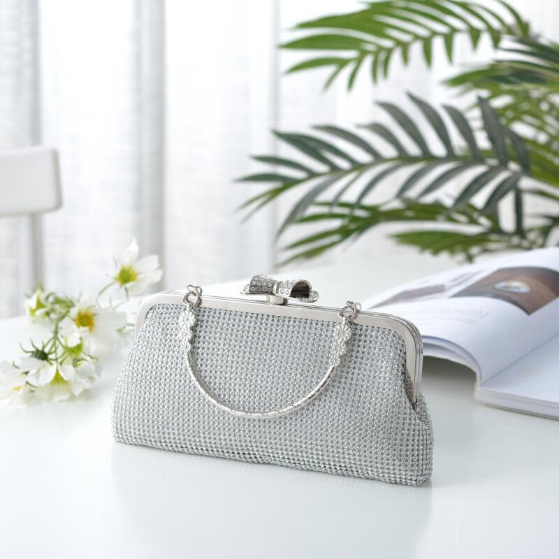New bow-tie handbag with full diamond embellishments, formal wear bag
