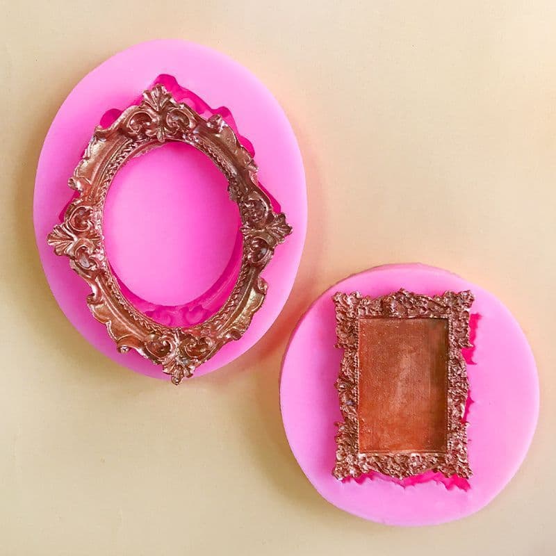 European Oval Mirror Frame Crystal Resin Mold, Plaster Aromatherapy Mold, Fondant Decoration Candle Resin Mold