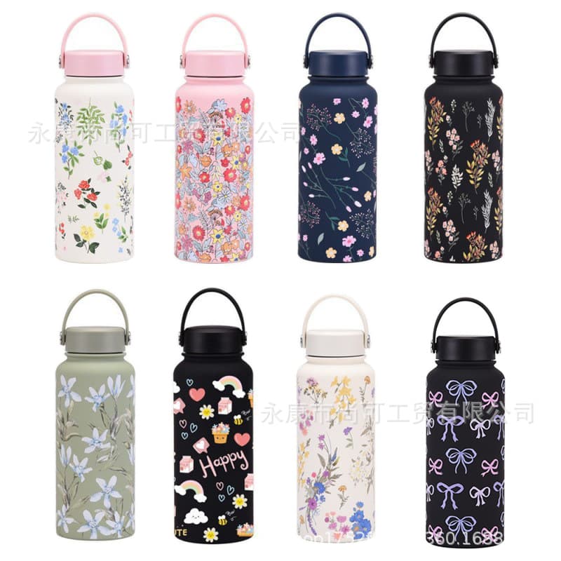 New High-Appearance Insulated Cup Large Capacity Water Bottle Printed Outdoor Home Water Cup 304 Printed Portable Thermos