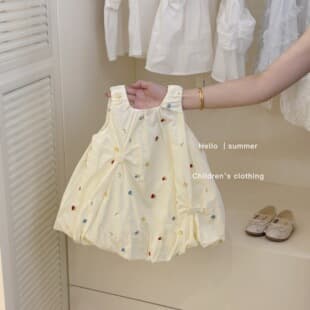 Tian Xiaosi Baby Summer New Dress 2026 Girls Embroidered Bubble Skirt Fashionable Baby Vest Dress