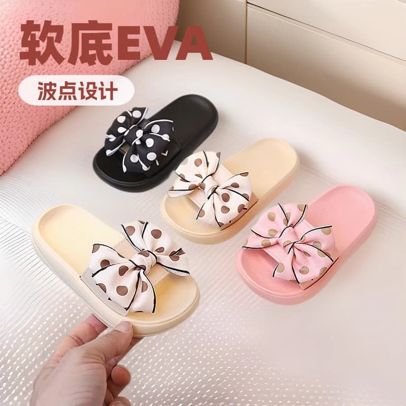 EVA Silent Children's Slippers for Girls, Summer Indoor Non-Slip Soft Sole Butterfly Bow Sandals, Toddler Baby Slide Sandals