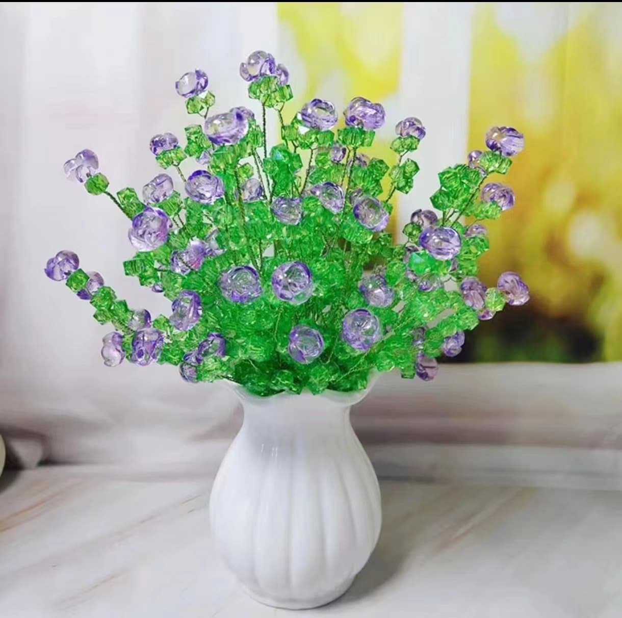 Crystal Rose Ceramic Vase with Ruffled Edge White Handmade Flower Pumpkin Durian Skirt Origami