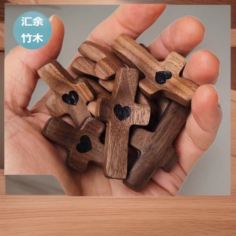 (New) Cross-border New Black Walnut Thumb Cross Handheld Easter Church Wooden Solid Wood Product