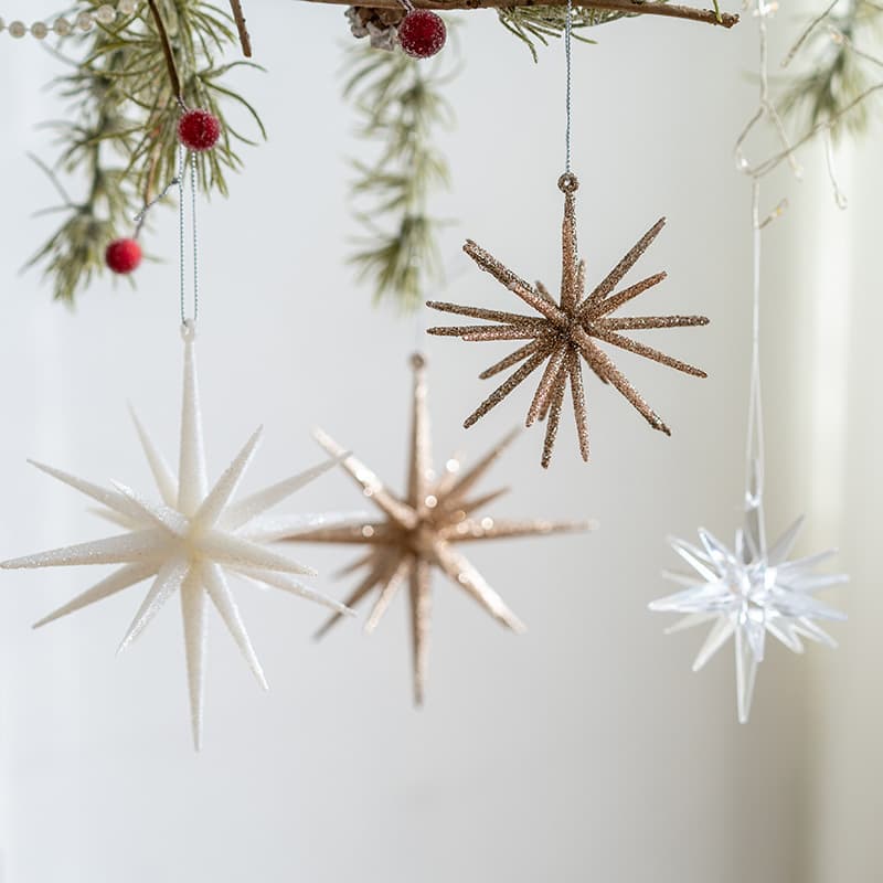 2026 New Christmas Tree Ornament Pendant Champagne White Transparent Explosion Star