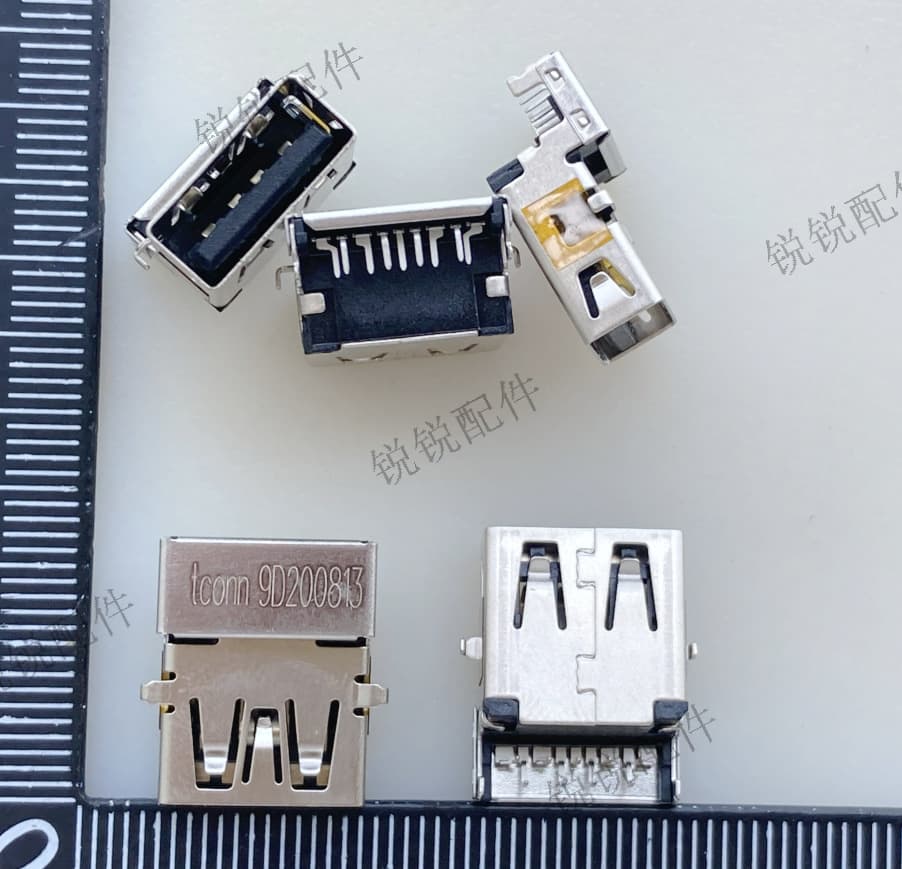 Laptop/Computer USB 3.0 AF Female Socket, Recessed 90-Degree Straight Plug Black Core USB Charging Port 9P