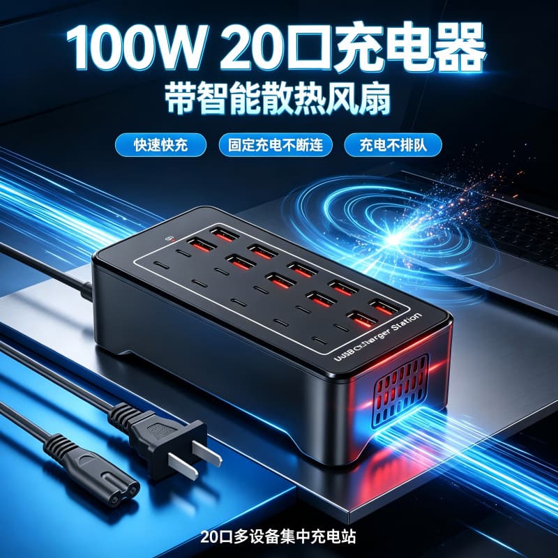 Cross-border special supply of 20-port multi-port charger usb charger 100W mobile phone 5v2a multi-port charging socket desktop charging