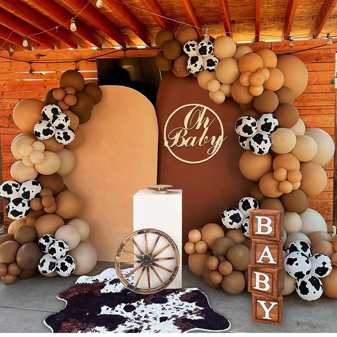 158pcs Cow Balloon Arch Garland Kit Cow Party Decoration for Baby Shower Birthday Farm