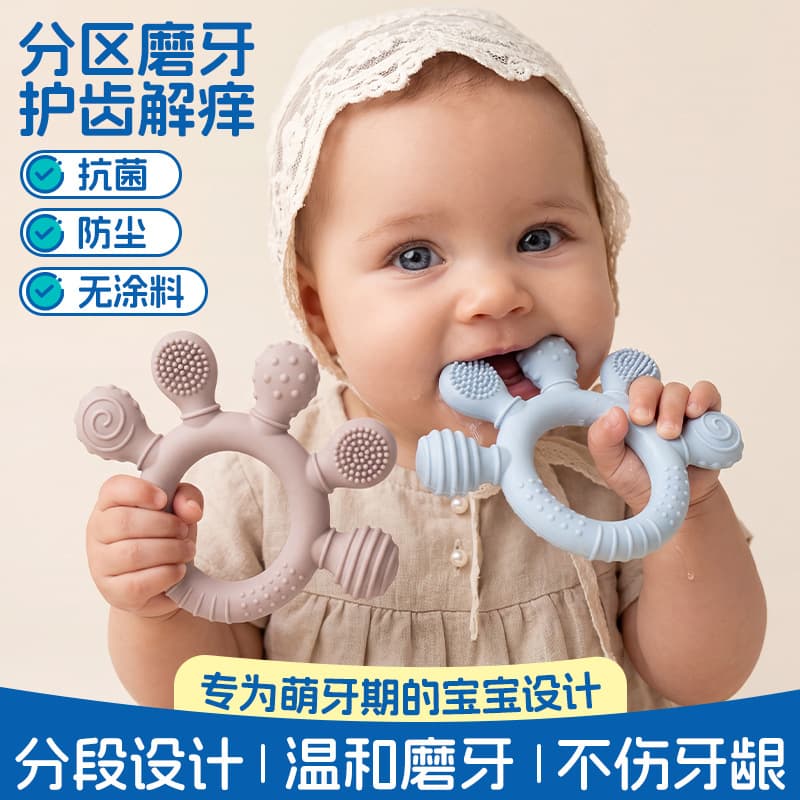 Amazon Colorful Silicone Palm Teether Food-Grade Baby Teething Toy for Oral Phase Anti-Biting Bite Toy