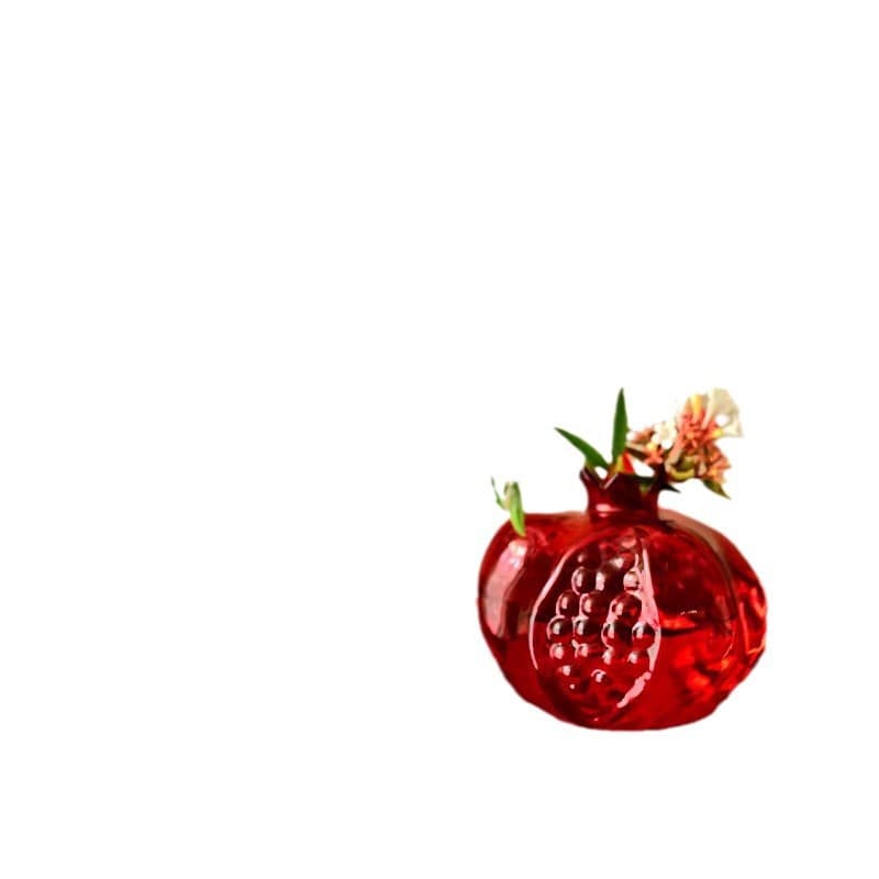 Red Glass Pomegranate Vase for Dining Table Tea Setting Mini Desktop Decoration Hydroponic Plant Small Vase Wholesale