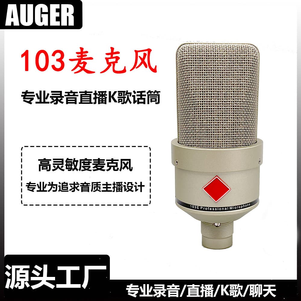 Professional Recording Microphone Set 103 Large Diaphragm Condenser Microphone Wired Host Live Broadcast Karaoke Suit
