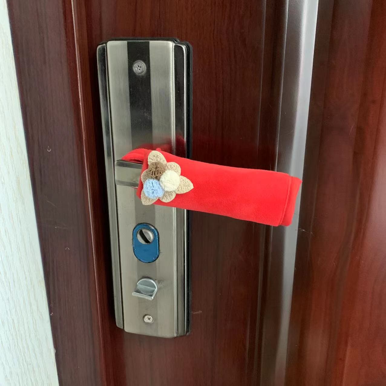 Super soft velvet elongated door handle cover, anti-cold, anti-static fabric handle sleeve for bedroom doors in Korean style