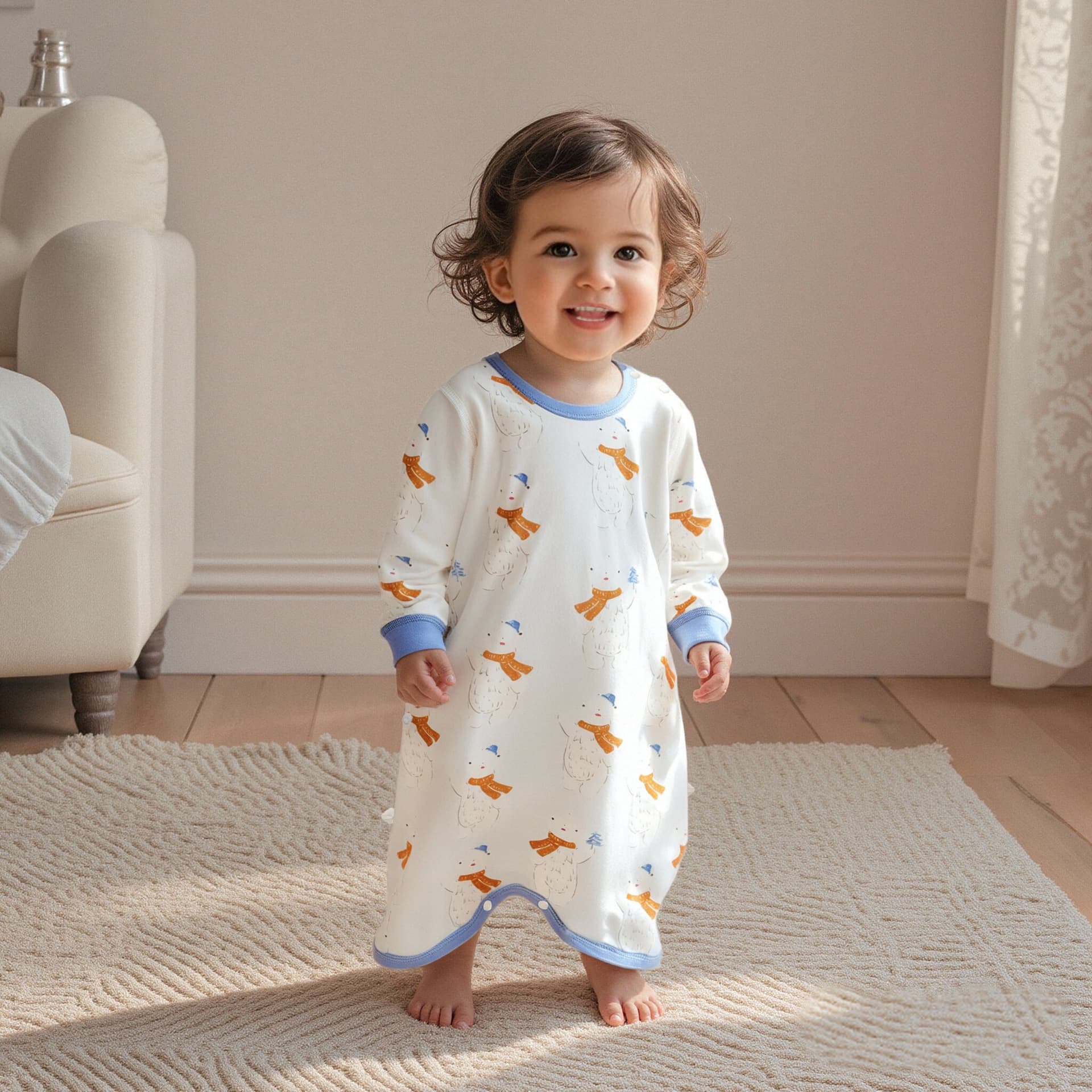 Baby pajamas, pure cotton, Class A, all-season, suitable for children in spring and autumn, baby onesie/nightgown/dress