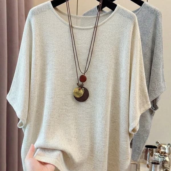 Plus-Size Women's Short-Sleeve T-Shirt, Summer Batwing Shirt, New Stylish European-Style Loose Knit Top, Trendy