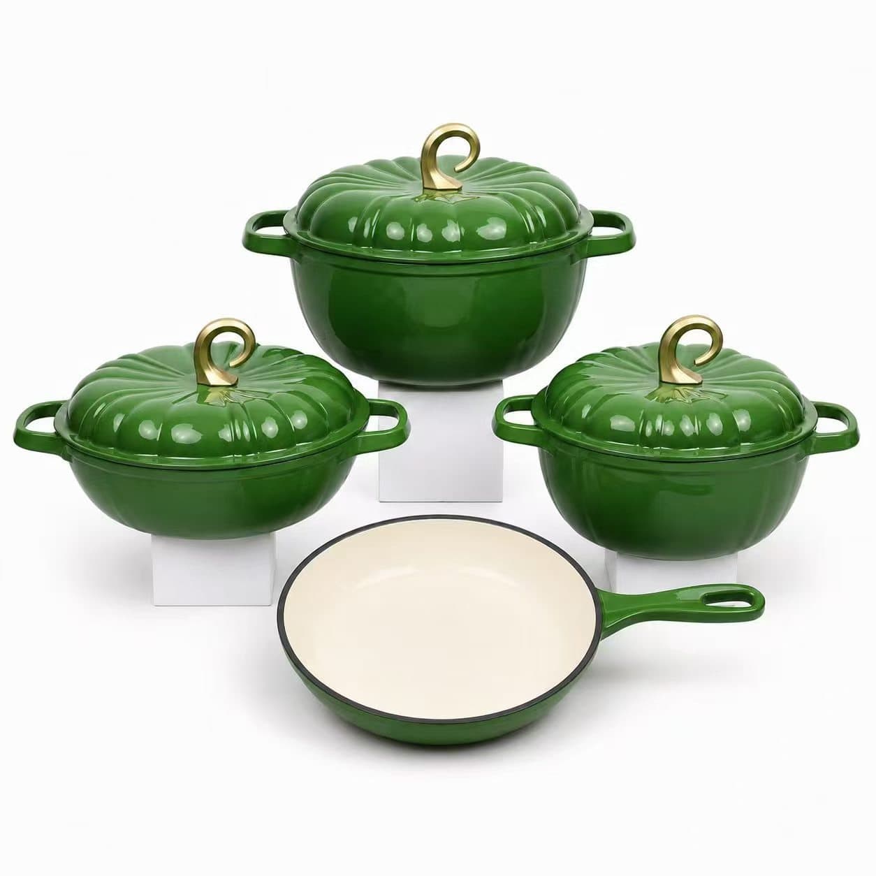 Cast Iron Pumpkin Pot Enamel Pot for Soup and Stew, Household Porcelain Enamel Stockpot, Compatible with Induction Cookers, Enamel Pumpkin Pot