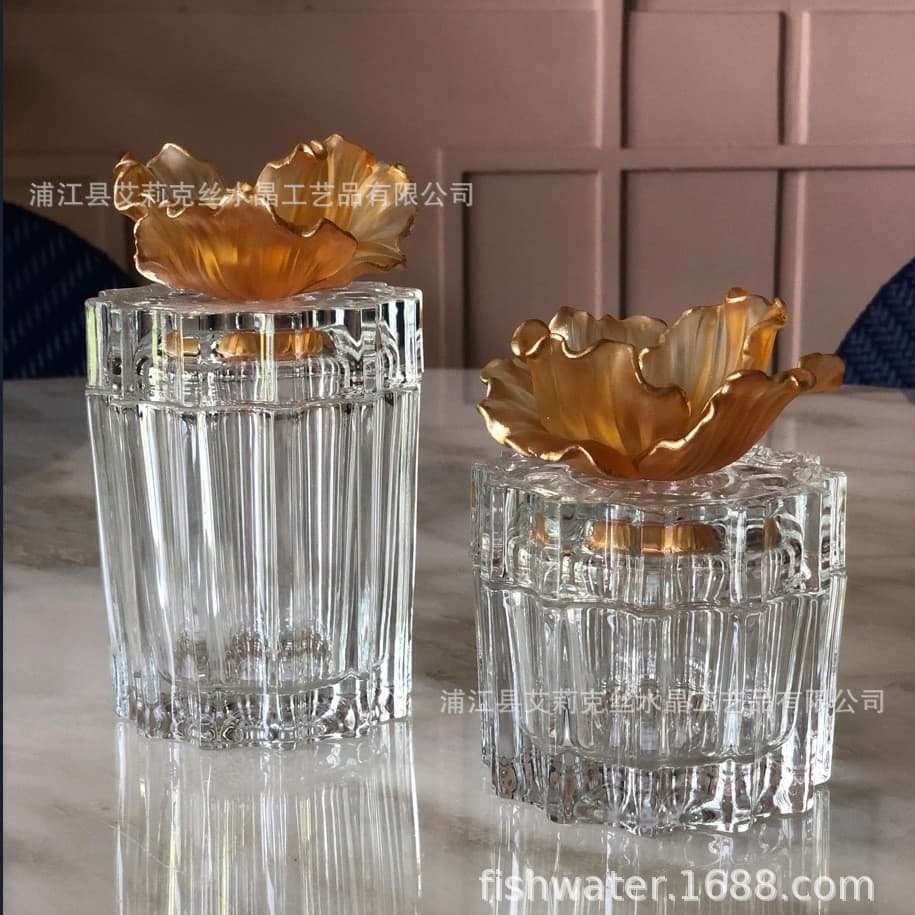 2026 New Home Decoration Crystal Jar Middle Eastern Gift Storage Jar European Light Luxury Crystal Candy Jar