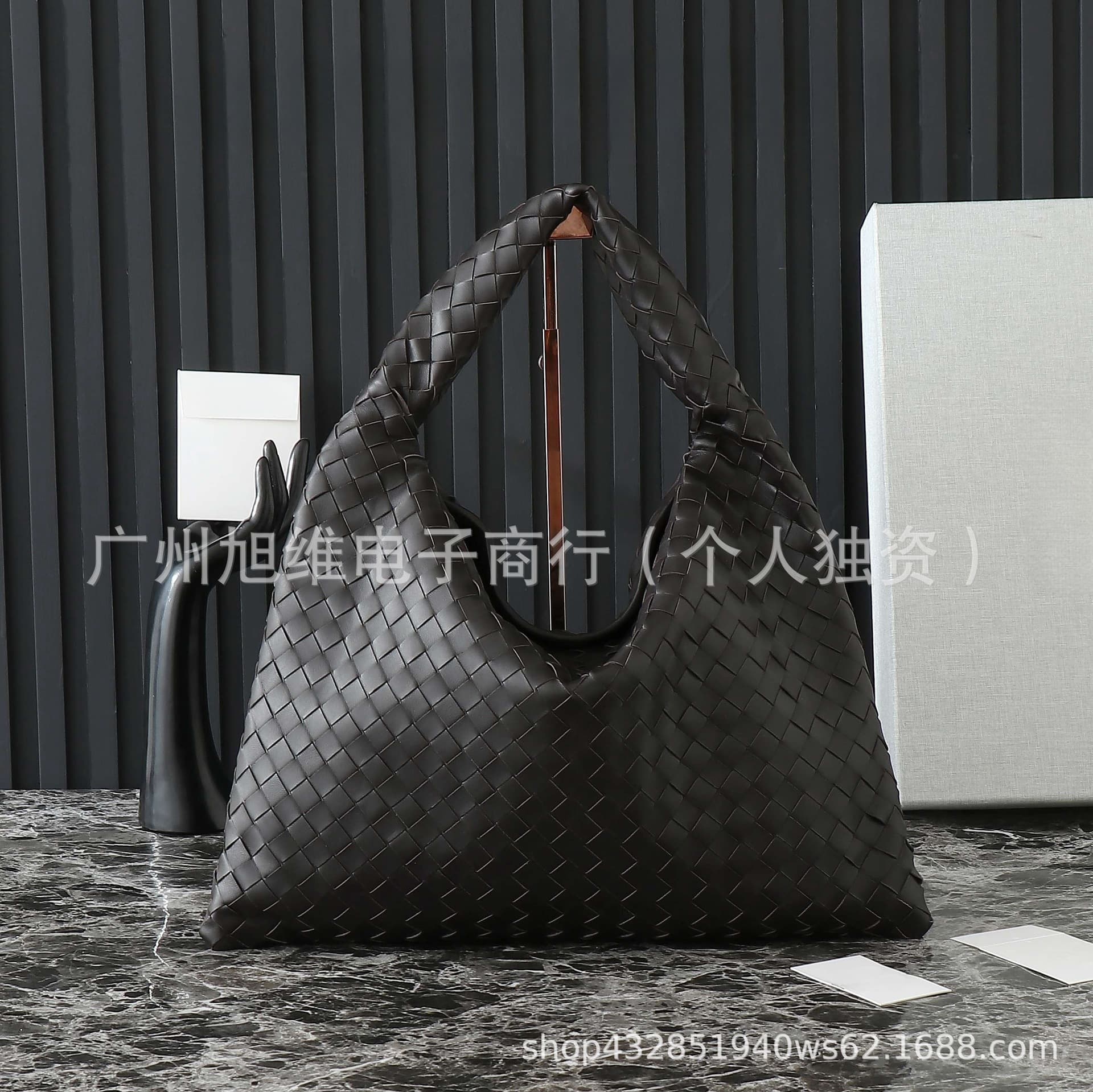 Shu Qi's same style original leather Bottega Veneta Hop Bag croissant woven hobo underarm bag large capacity shopping bag
