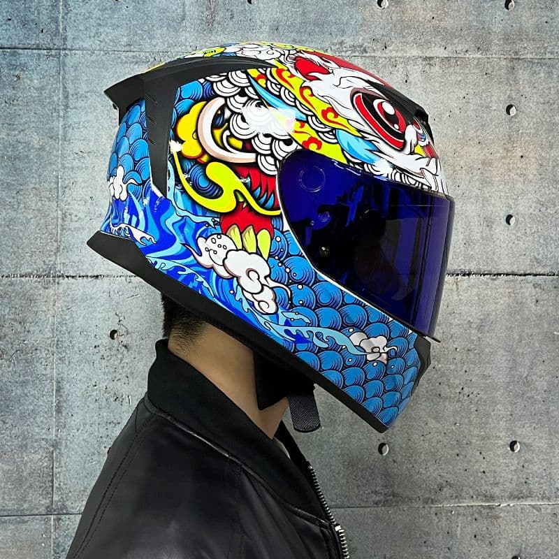 LVS Electric Motorcycle Helmet Men Women Summer Racing Full Face Helmet Colorful Cool Paragliding Helmet Summer